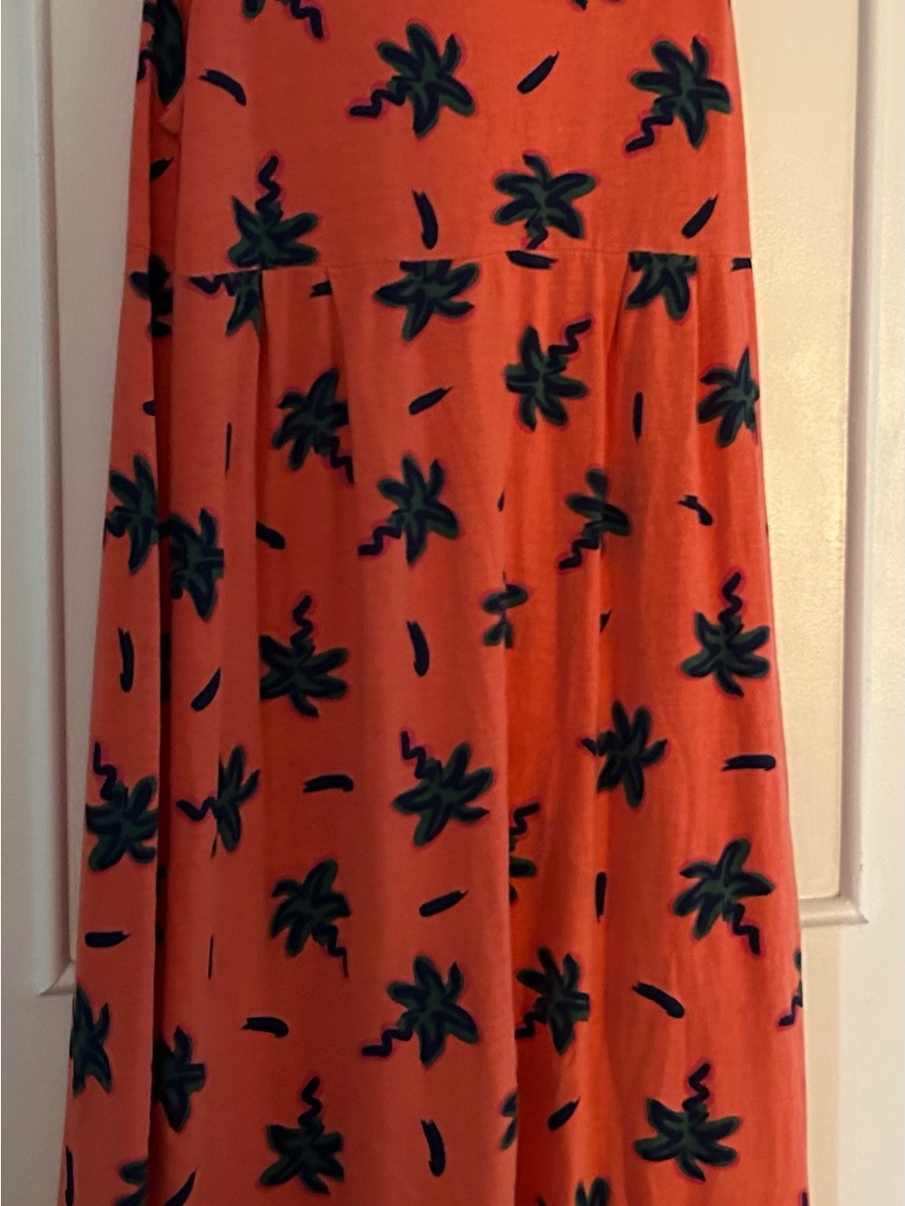 Orangey Coral Palm-Print Sleeveless Sundress - Picture 5 of 5